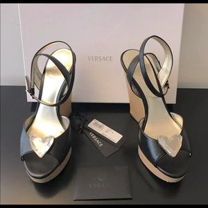 Versace wedges with Crystal heart open toe